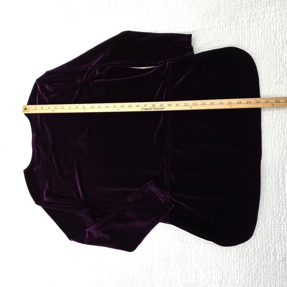 Lauren Ralph Lauren Blouse Womens XL Purple Velvet Velour Tunic Top Green Label - Picture 16 of 16